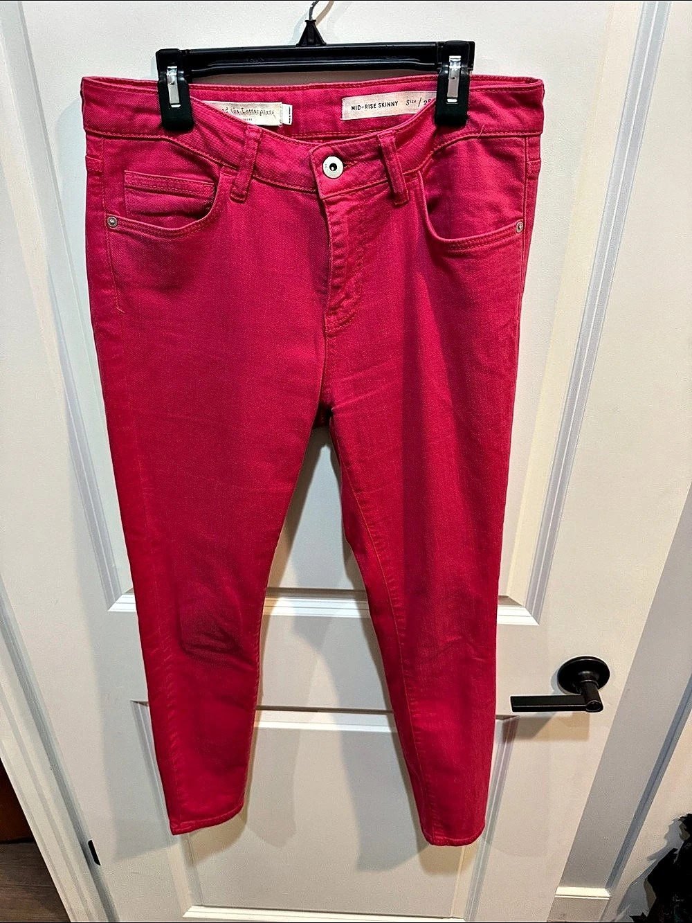 Pilcro and The Letterpress Mid-Rise Skinny Jeans in Pink Waist 28